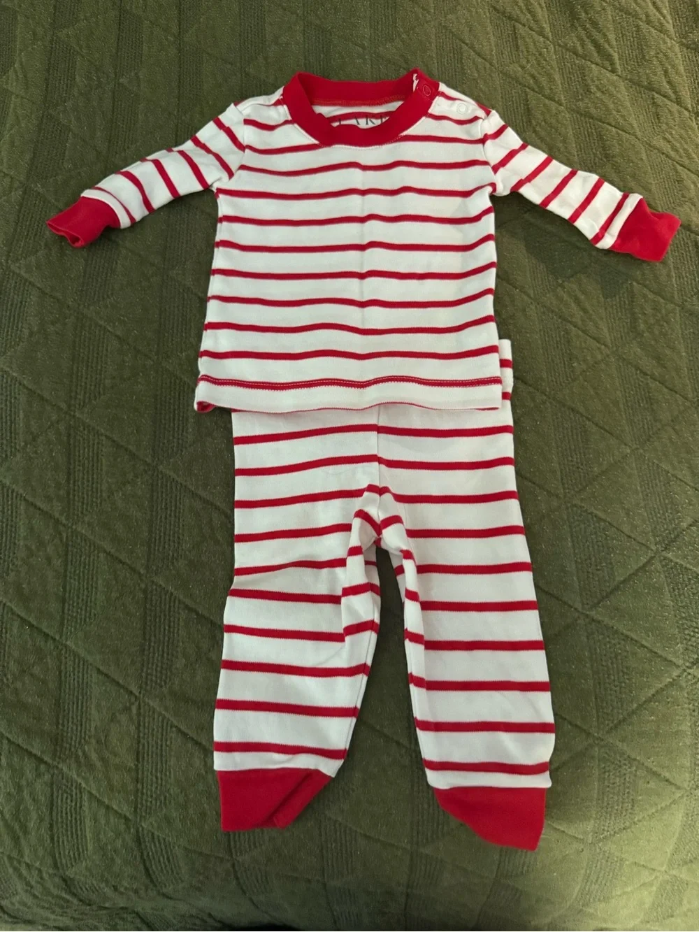 Lake baby long-long pajamas red stripe